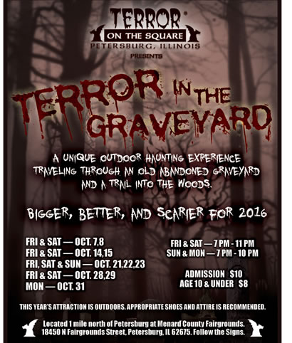 "terror in the graveyard" event performances flyer